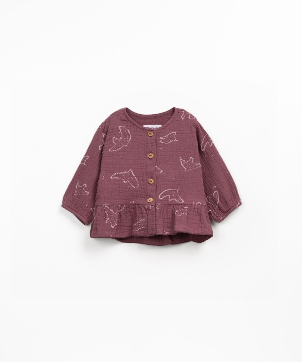 Printed cotton tunic with birds