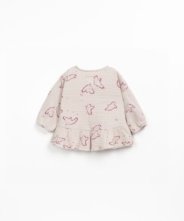 Printed cotton tunic with birds