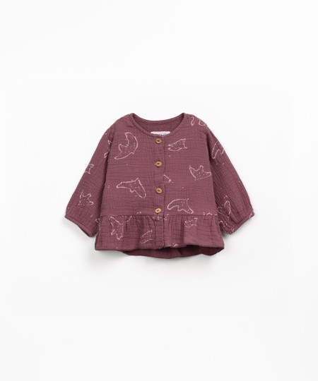 Printed cotton tunic with birds