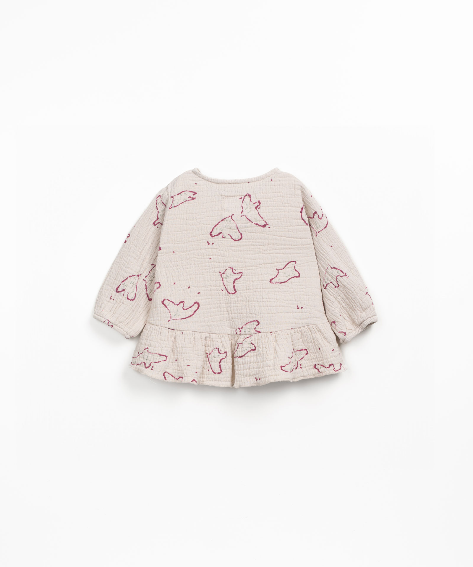 Túnica de tecido com estampado de pássaros