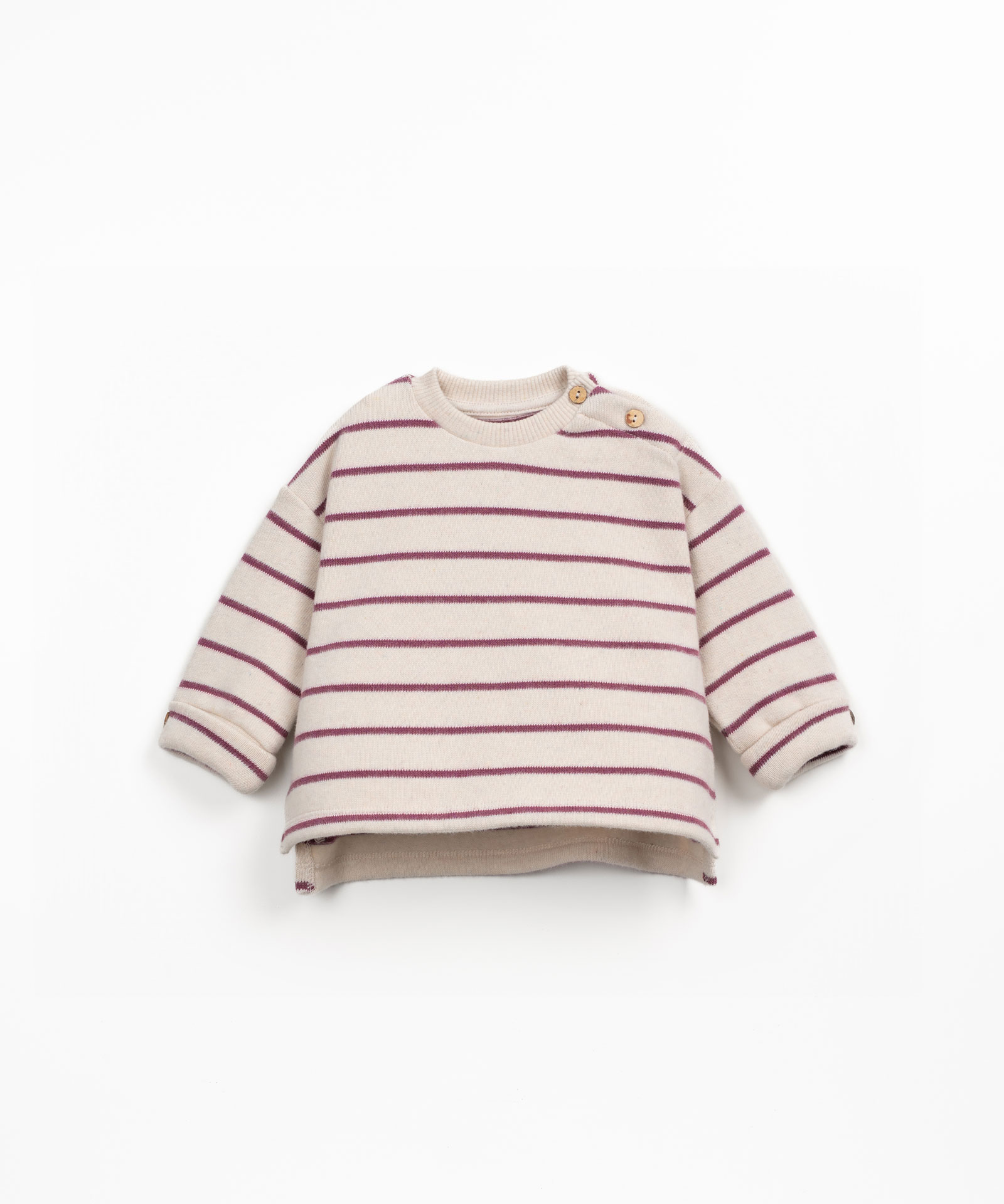 Camisola de malha às riscas com abertura no ombro