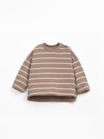 Pull � rayures en maille avec ouverture � l'�paule