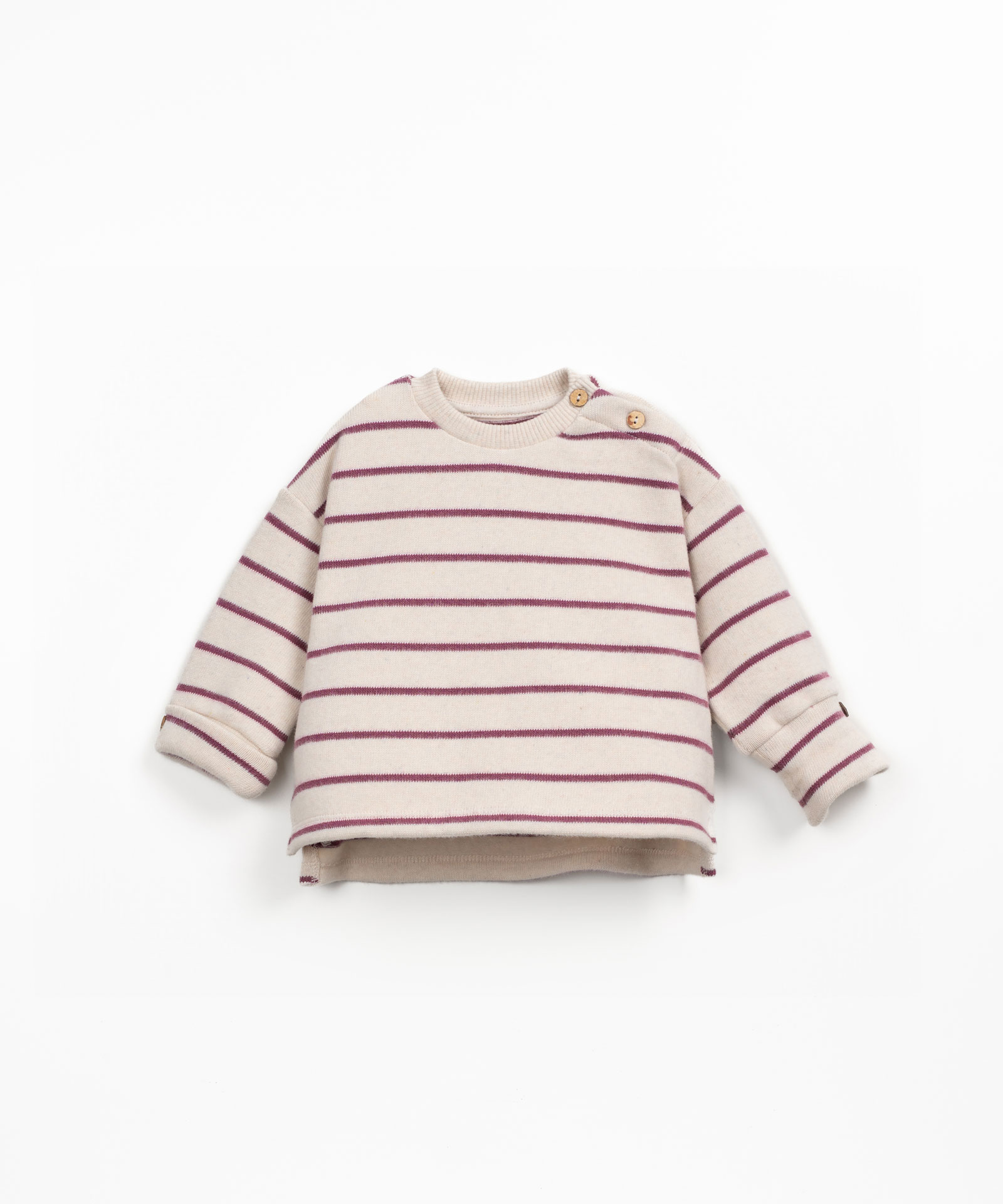 Camisola de malha às riscas com abertura no ombro