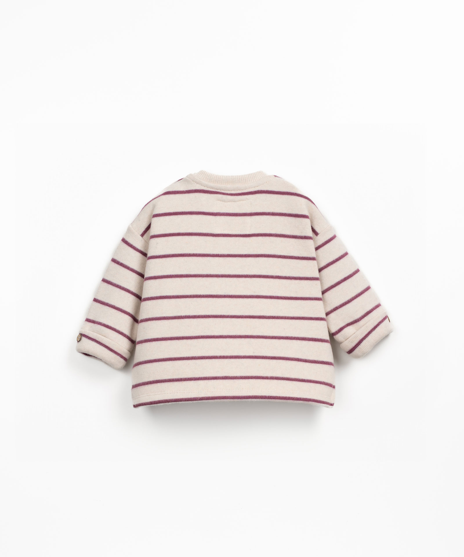 Camisola de malha às riscas com abertura no ombro