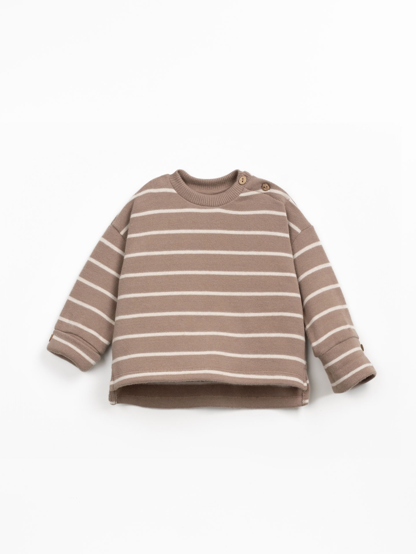 Pull à rayures en maille avec ouverture à l'épaule