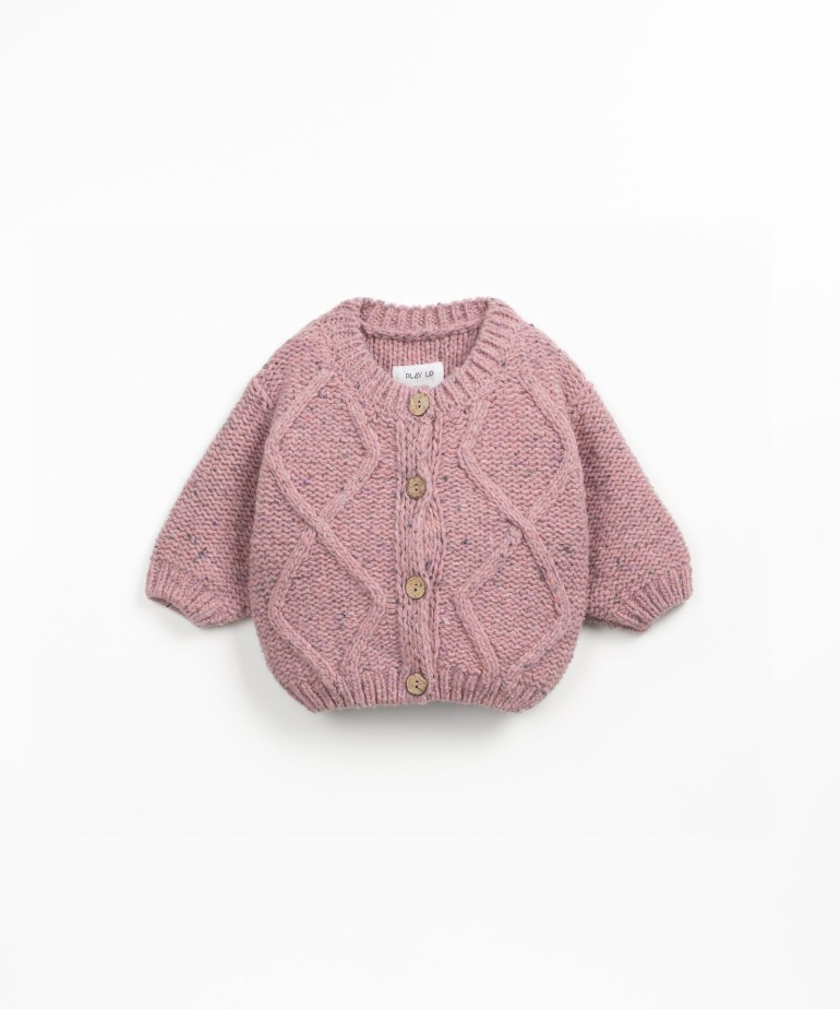 Knit jacket with natural and recycled fibers