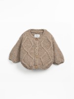 Knitted jacket with natural and recycled fibers