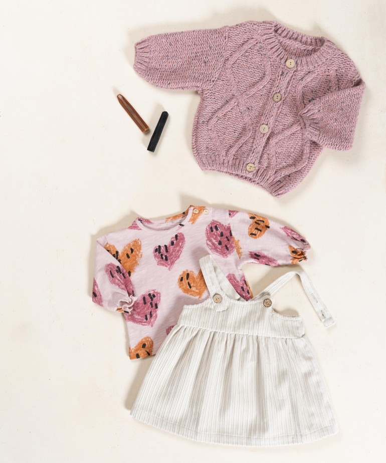 Knit jacket with natural and recycled fibers