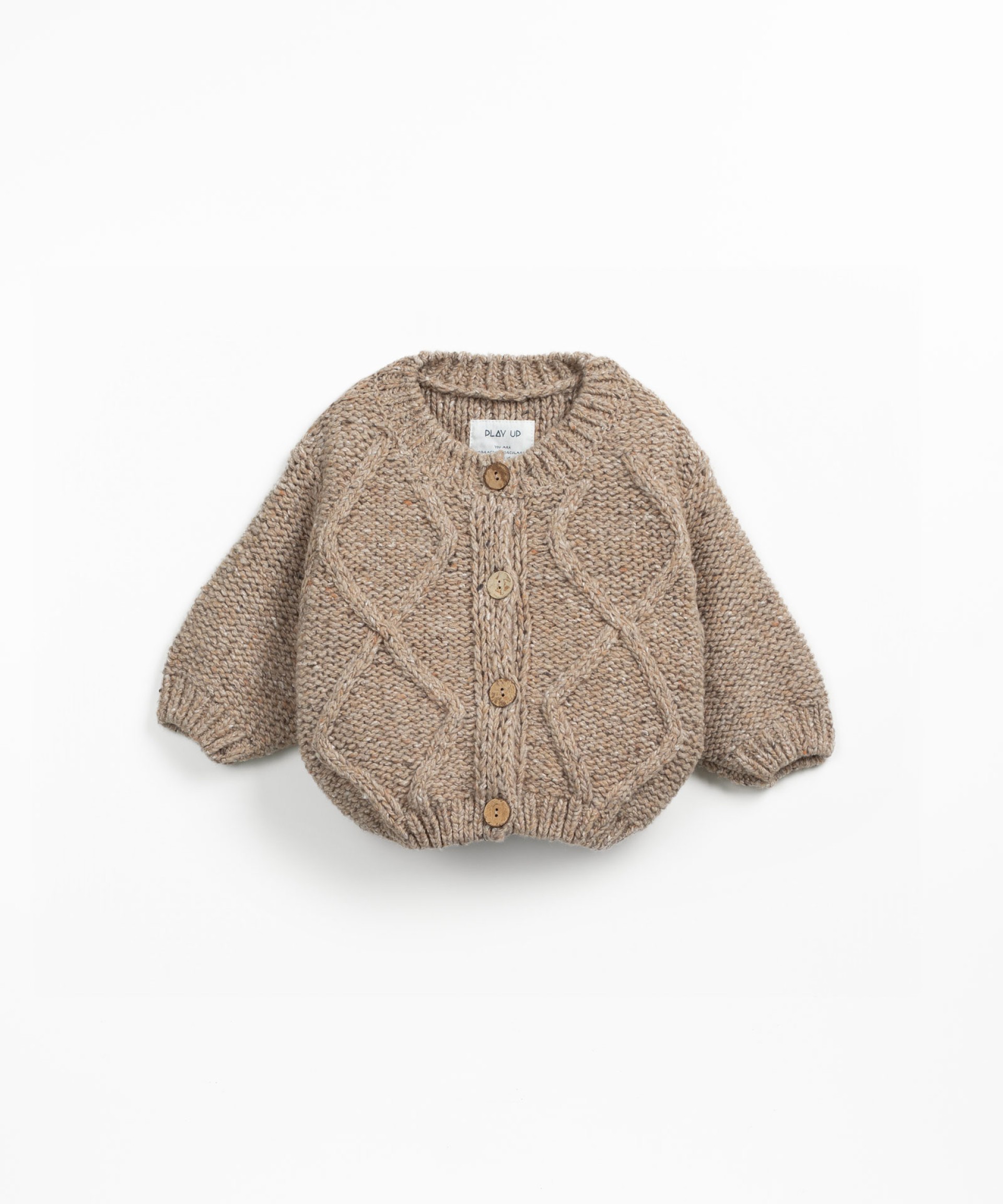 Knitted jacket with coconut buttons