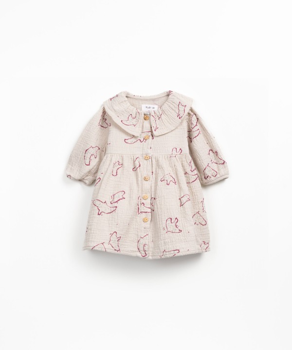 Fabric dress with bird print