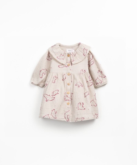 Fabric dress with bird print