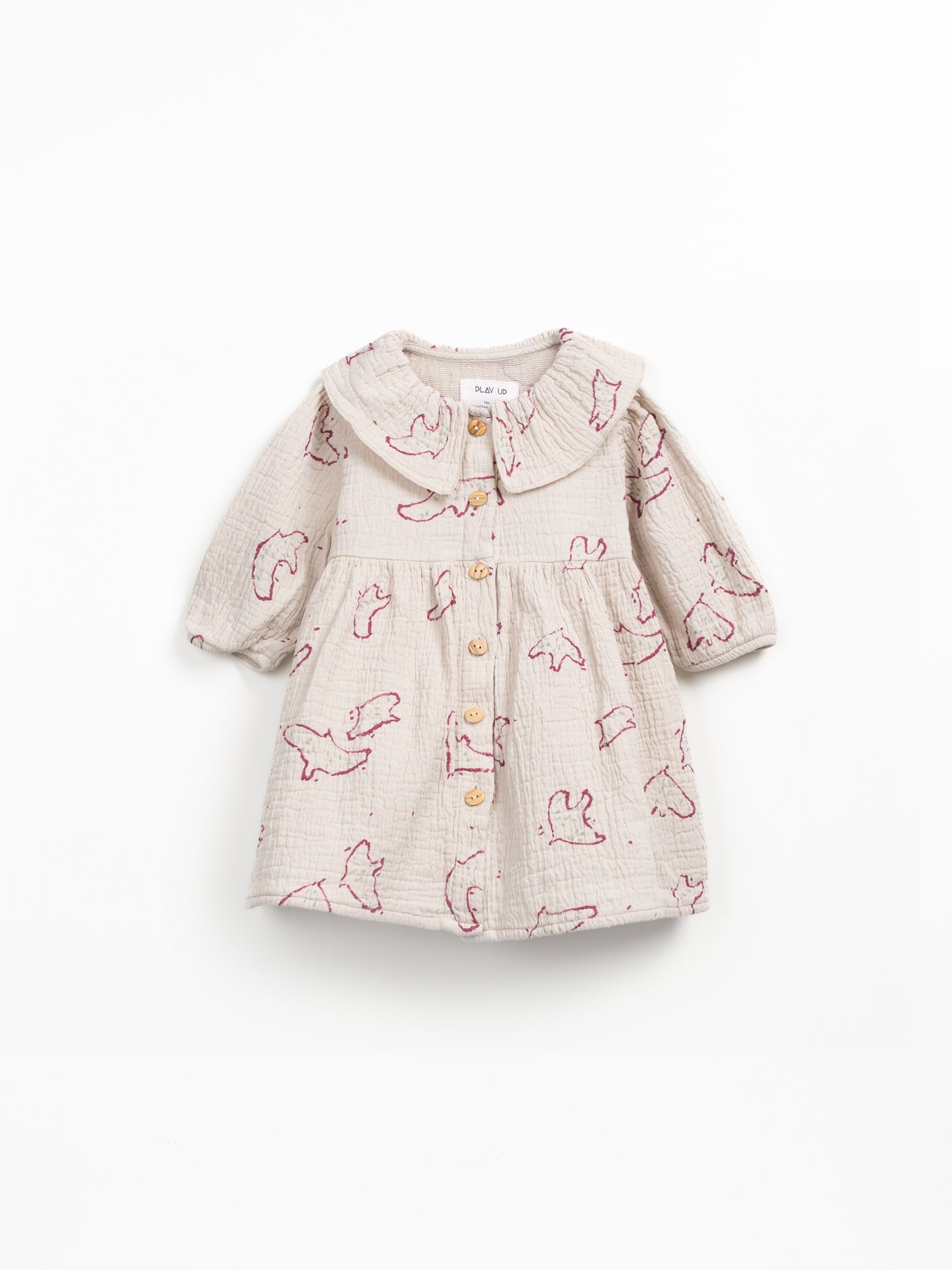 Abito in tessuto con stampa di uccelli