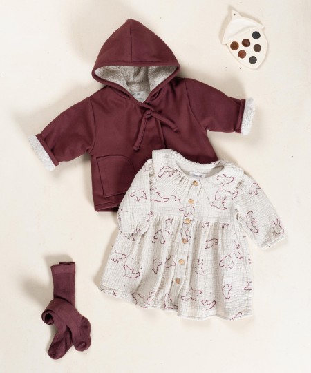 Vestido de tela con estampado de pájaros