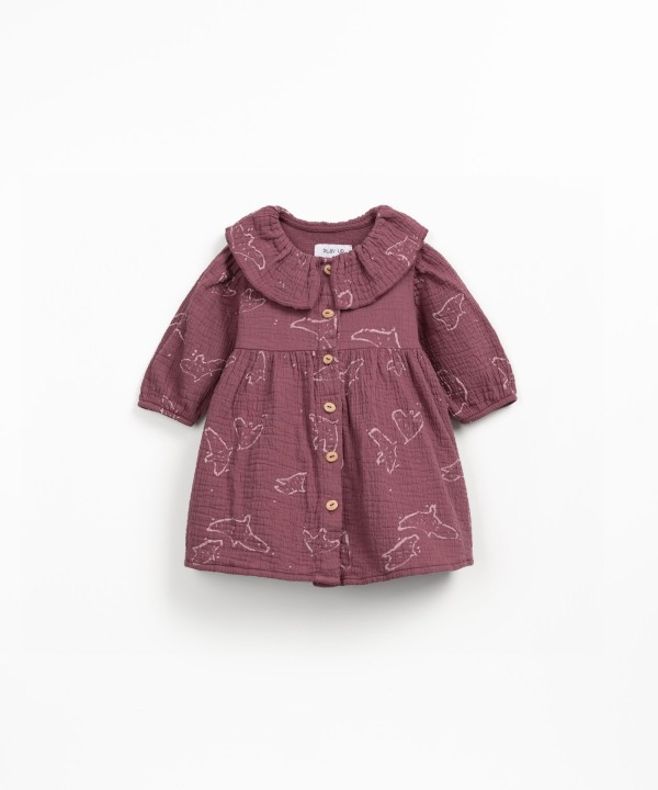 Fabric dress with bird print