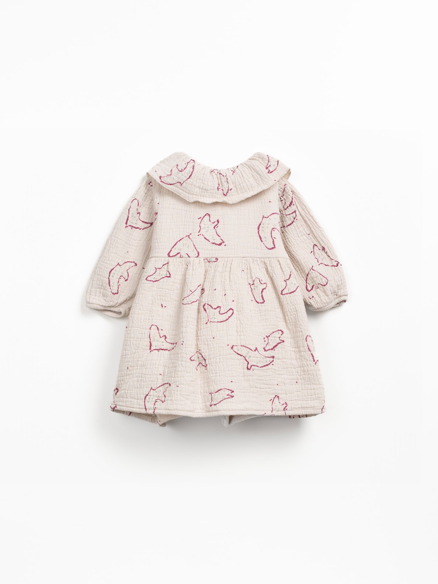 Abito in tessuto con stampa di uccelli