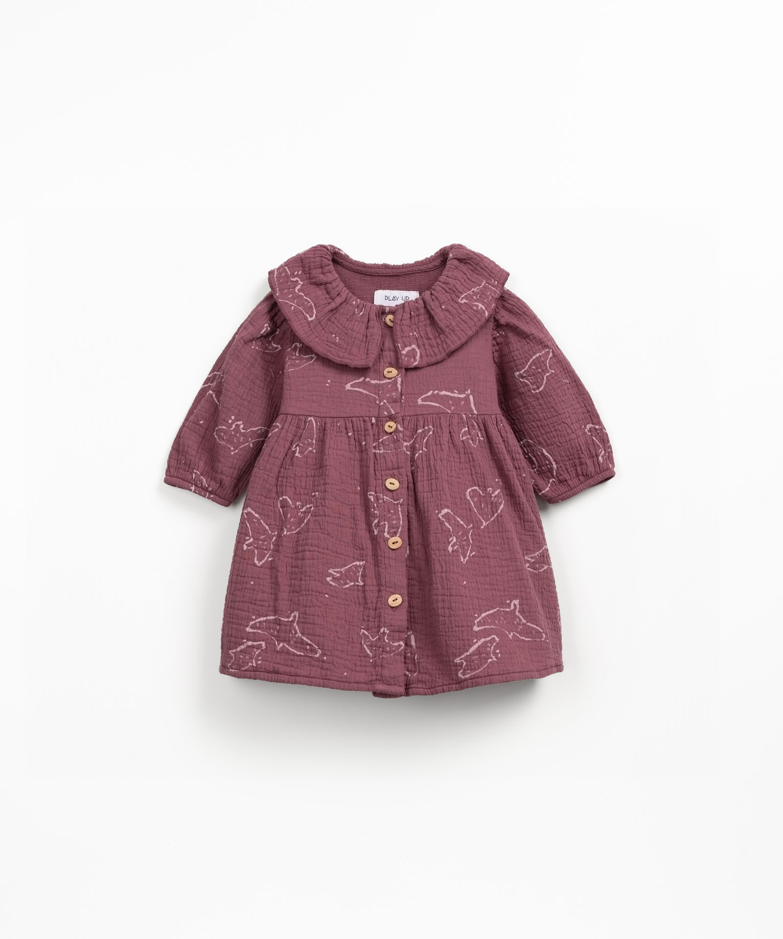 Vestito in tessuto con stampa di uccelli
