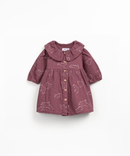 Fabric dress with bird print