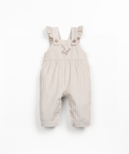 Corduroy jumpsuit with chest embroidery