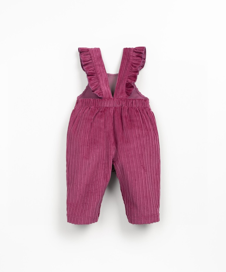 Corduroy jumpsuit with chest embroidery