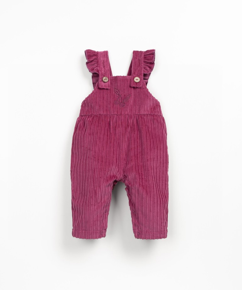 Corduroy jumpsuit with chest embroidery