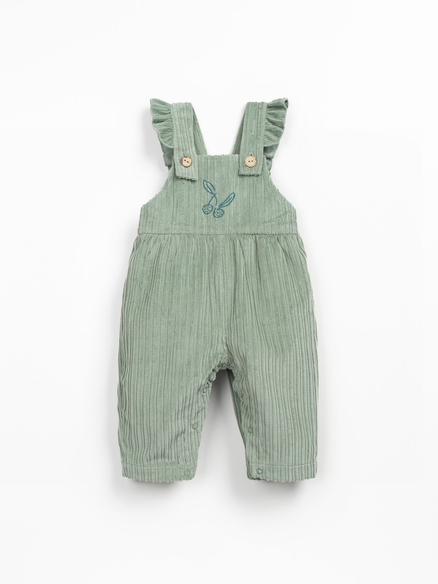 Salopette en velours côtelé avec broderie sur la poitrine