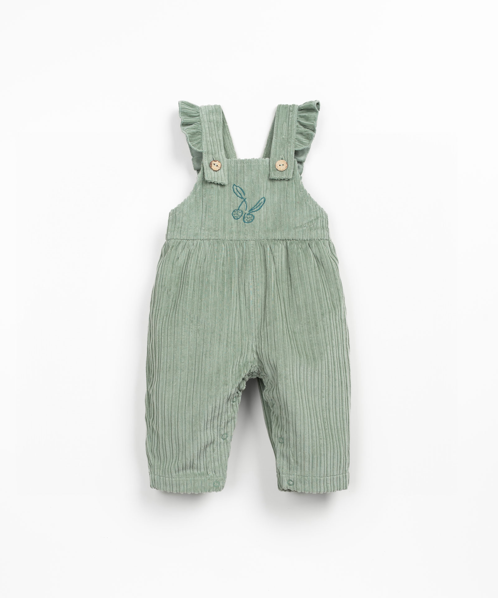 Corduroy overalls with chest embroidery