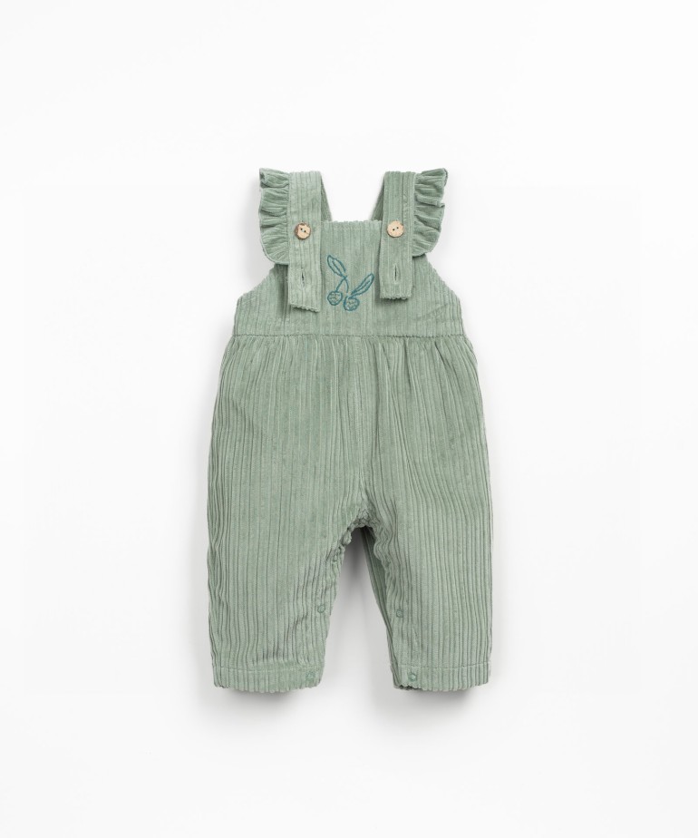 Corduroy overalls with chest embroidery