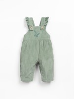 Salopette en velours c�tel� avec broderie sur la poitrine