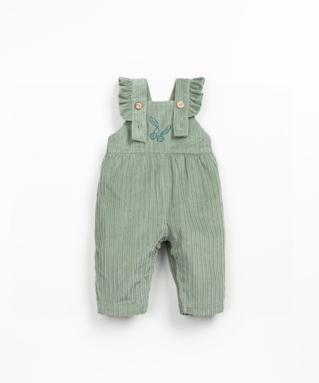 Corduroy overalls with chest embroidery