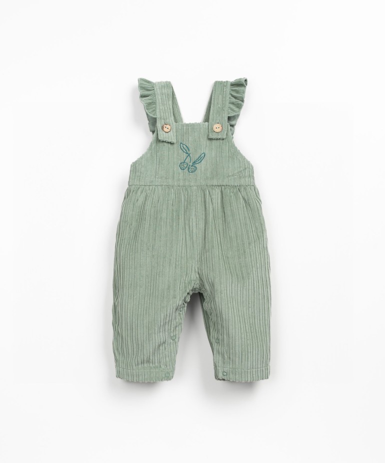 Corduroy overalls with chest embroidery