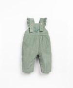 Overalls made from a blend of recycled cotton and cotton