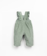 Overalls made from a blend of recycled cotton and cotton