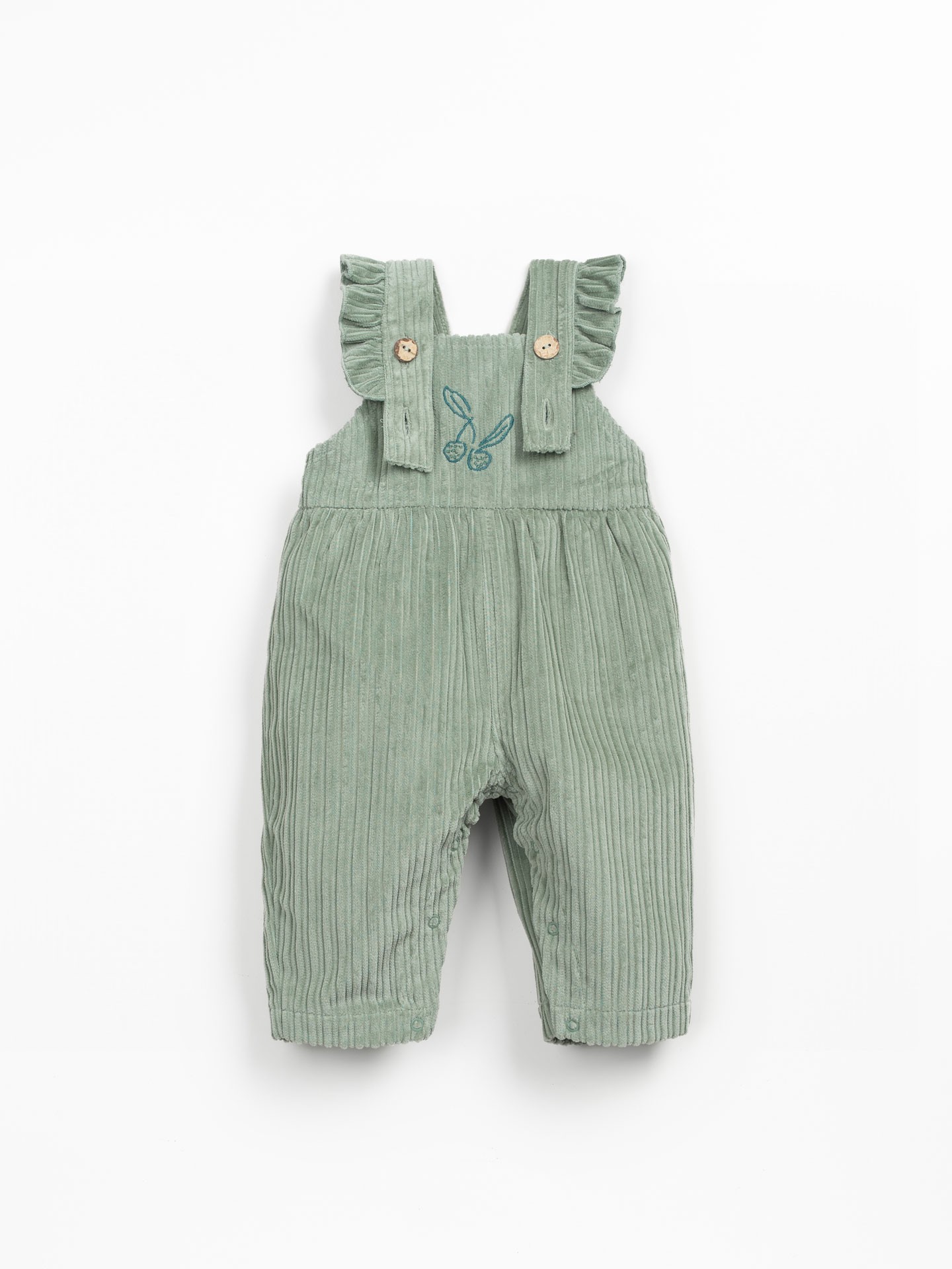 Salopette en velours côtelé avec broderie sur la poitrine