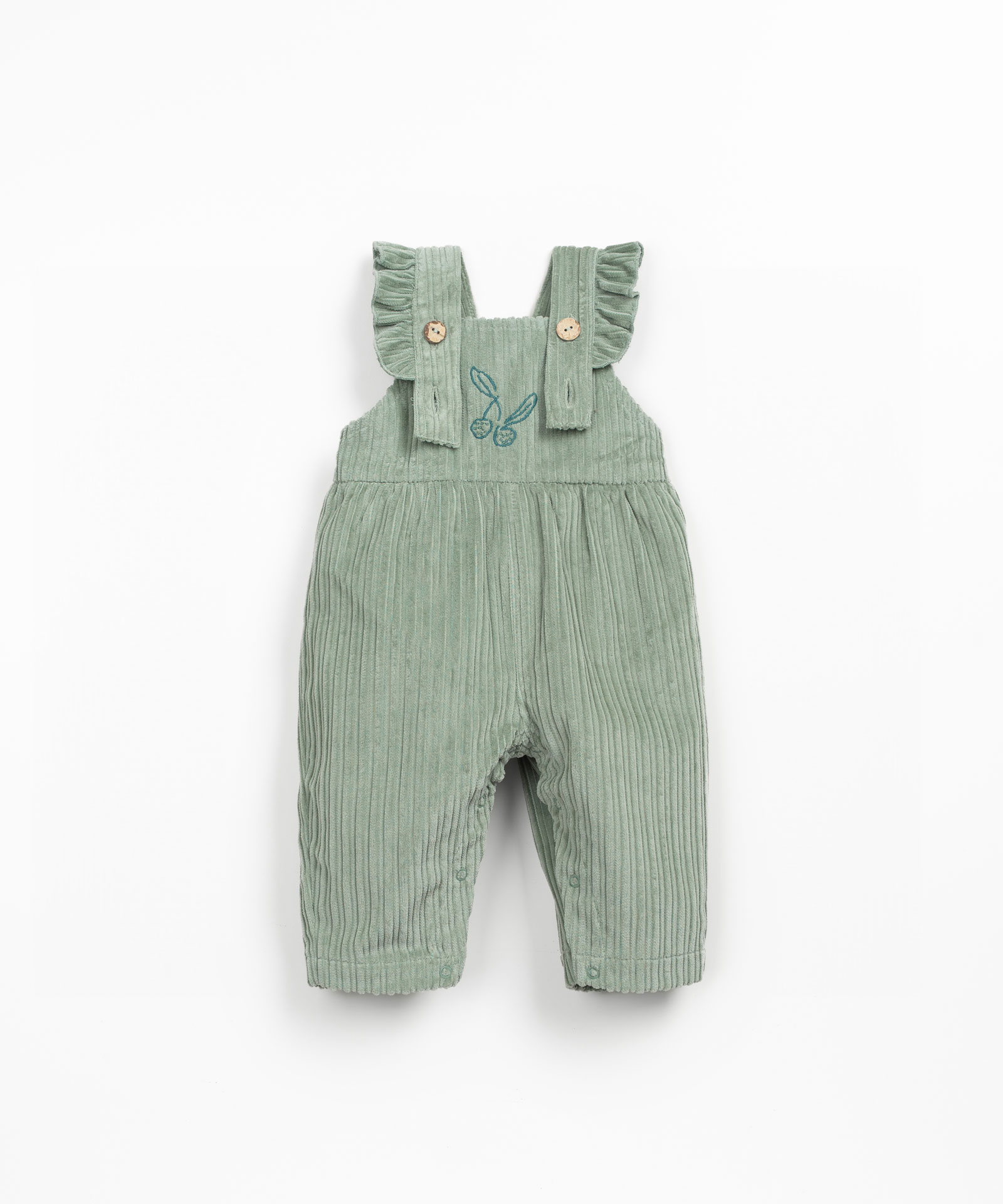 Corduroy overalls with chest embroidery