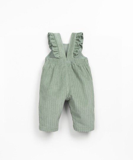 Corduroy overalls with chest embroidery