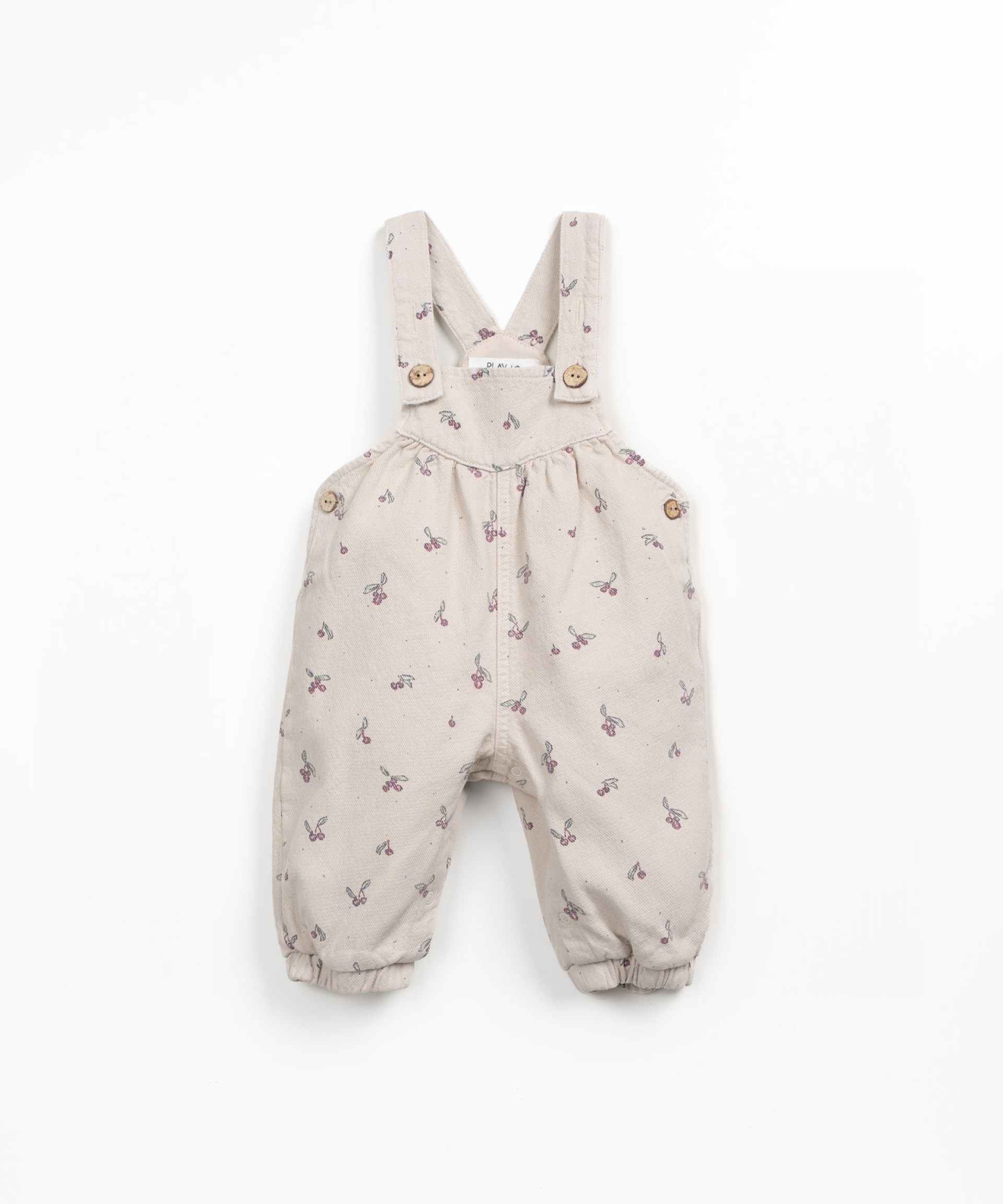 Twill jumpsuit with strawberry tree print