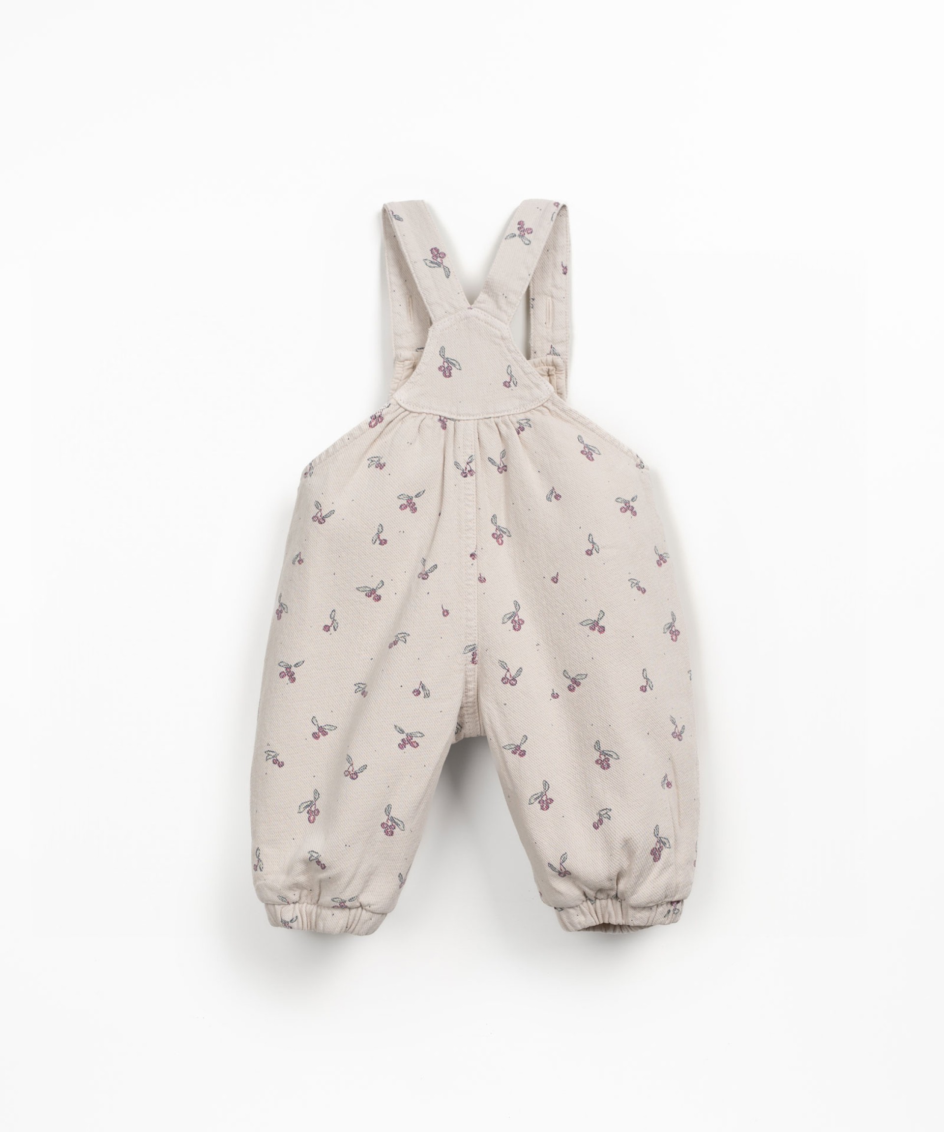 Twill jumpsuit with strawberry tree print