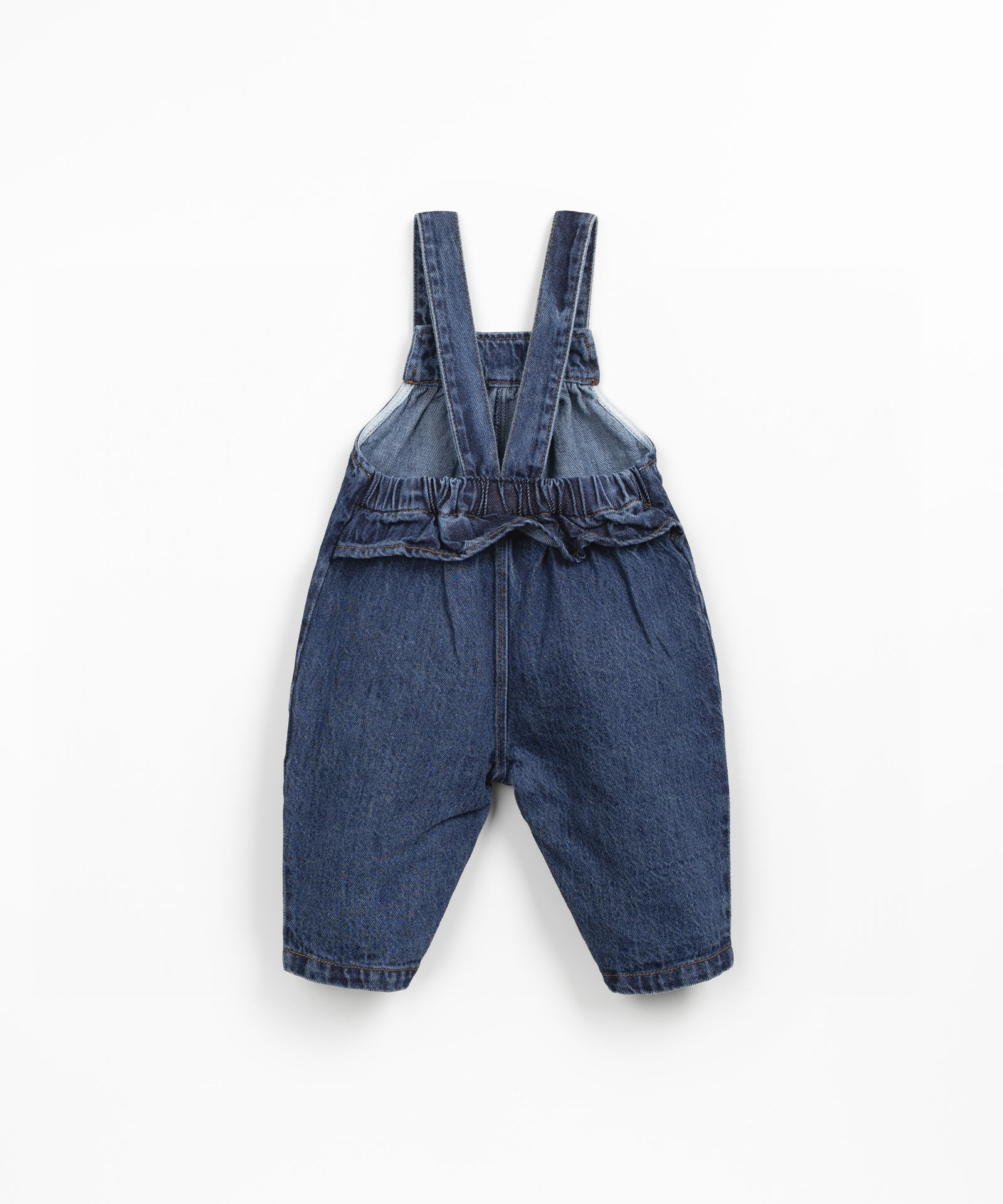 Salopette in denim con bottoni in cocco