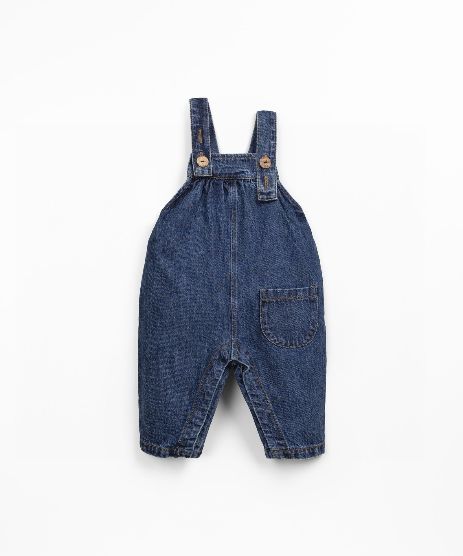 Salopette in denim con bottoni in cocco