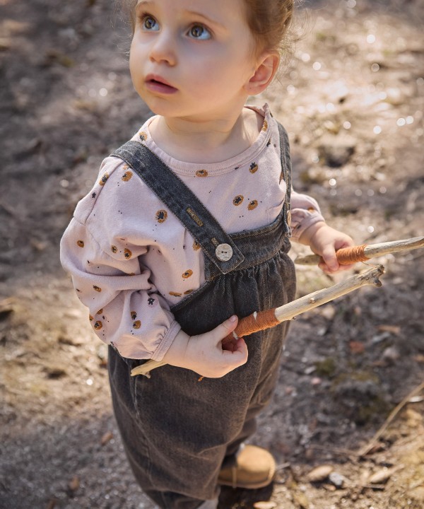 Denim jumpsuit with coconut buttons