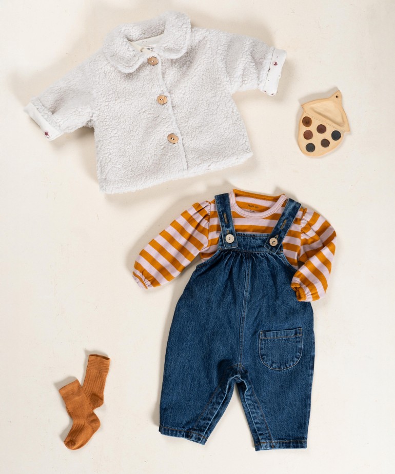 Denim jumpsuit with coconut buttons