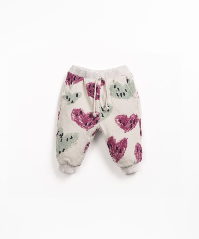 Fleece trousers with heart print