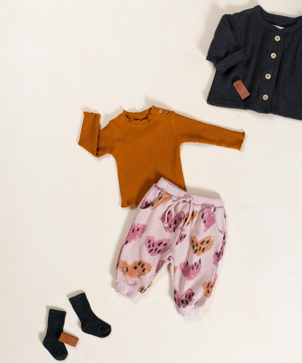 Jersey trousers with heart print