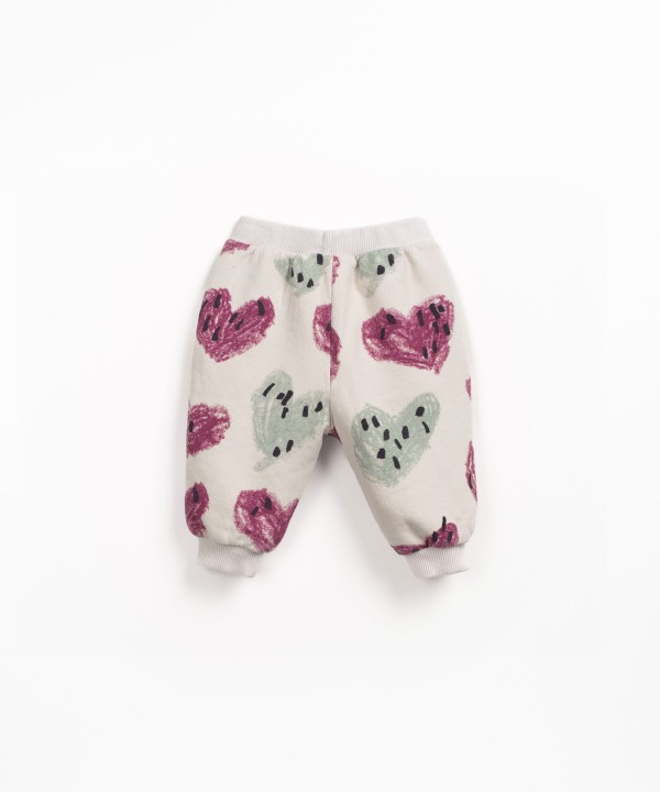 Fleece trousers with heart print