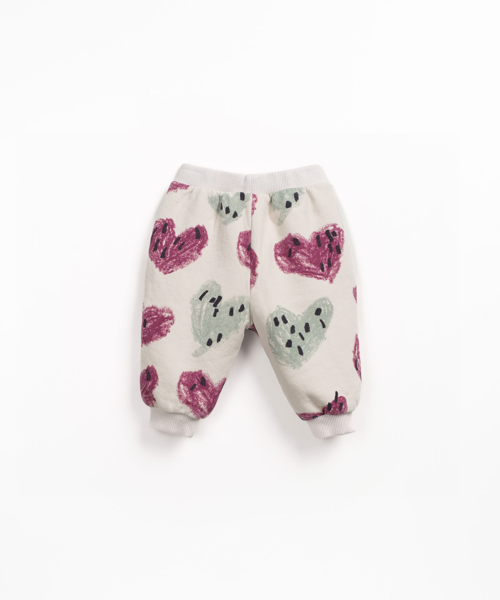 Fleece trousers with heart print