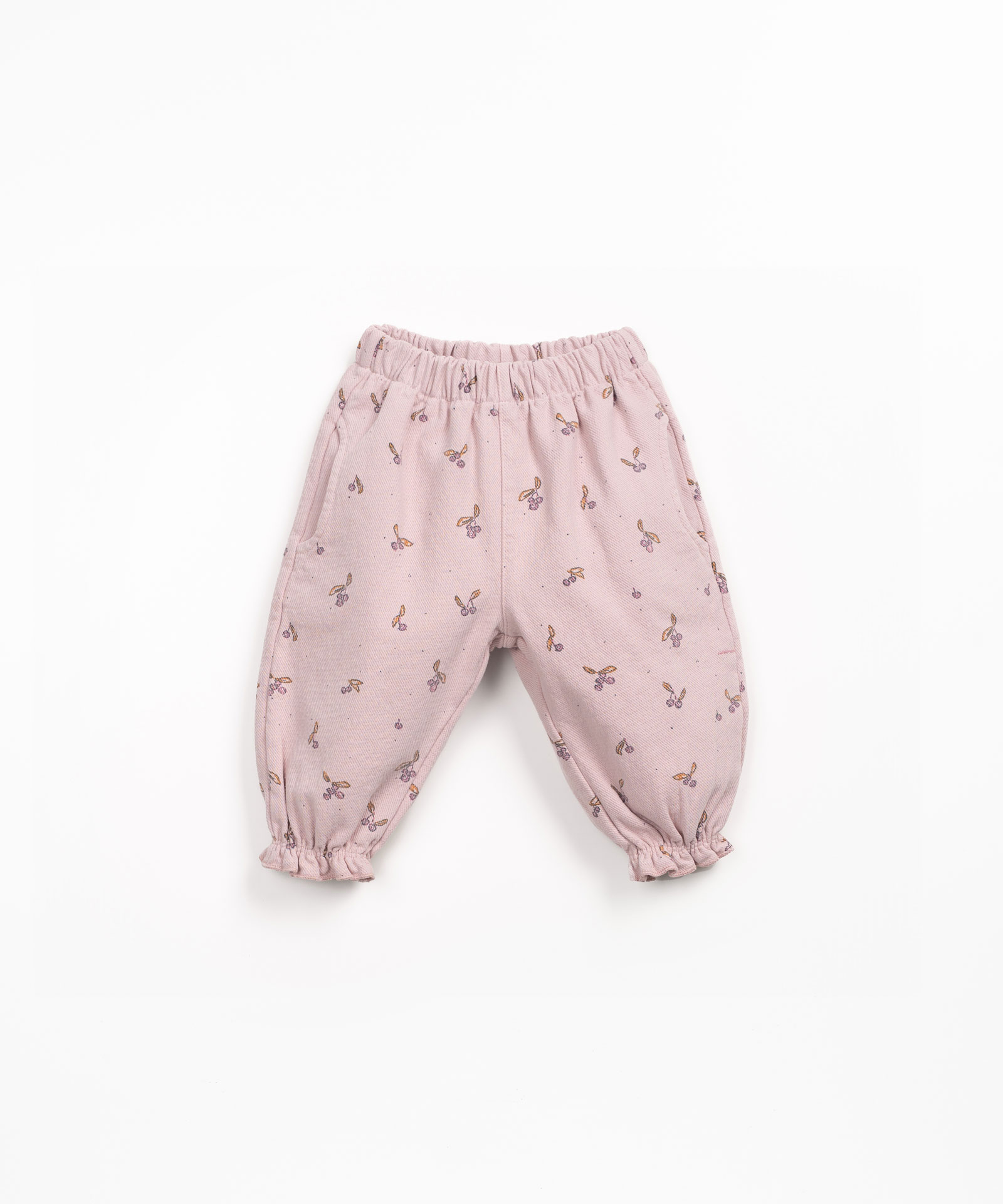 Pantalones de sarga con estampado de madroños