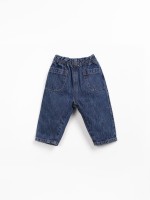 Cotton denim trousers with elastic waistband