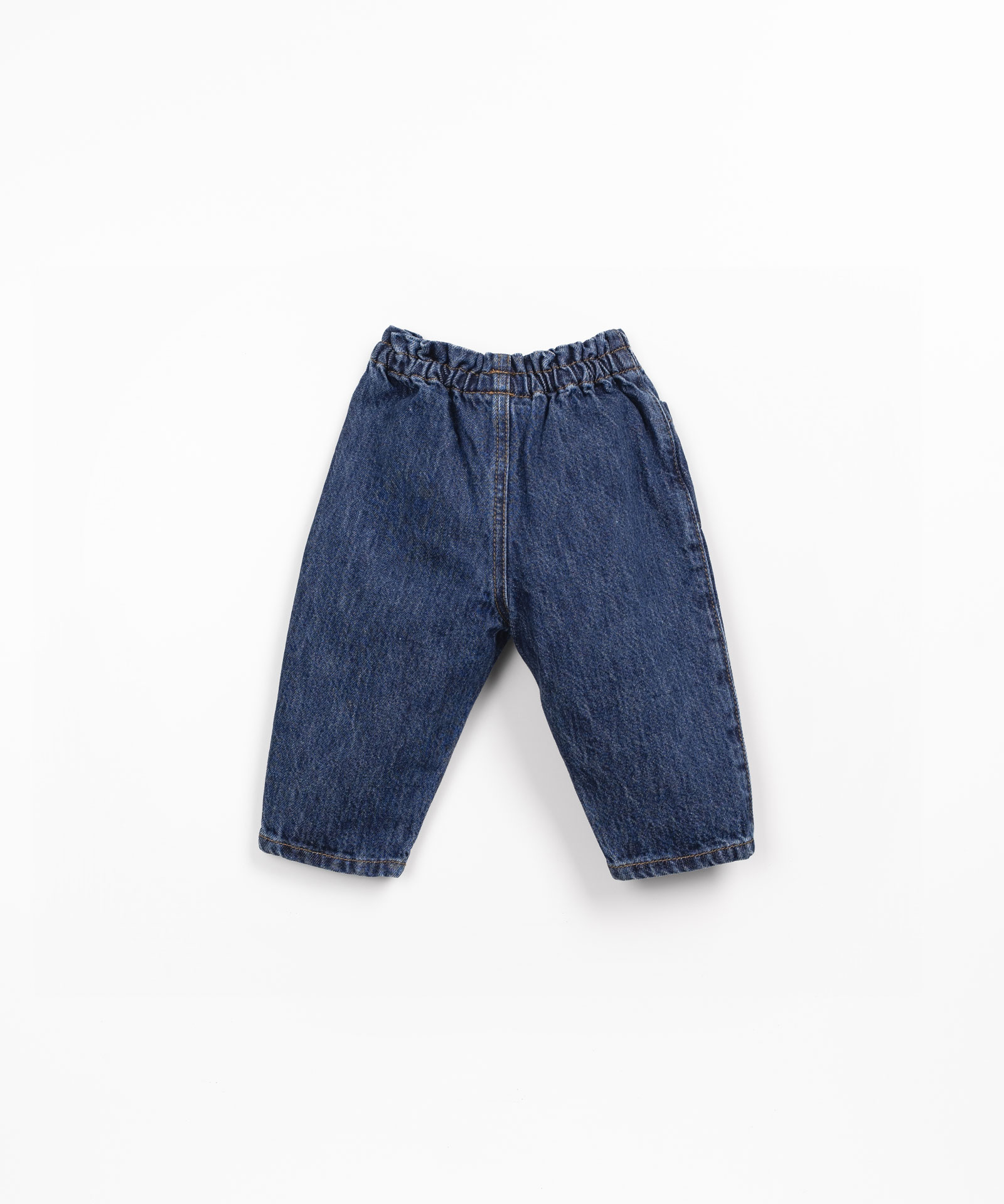 Pantaloni in denim di cotone con cintura elastica