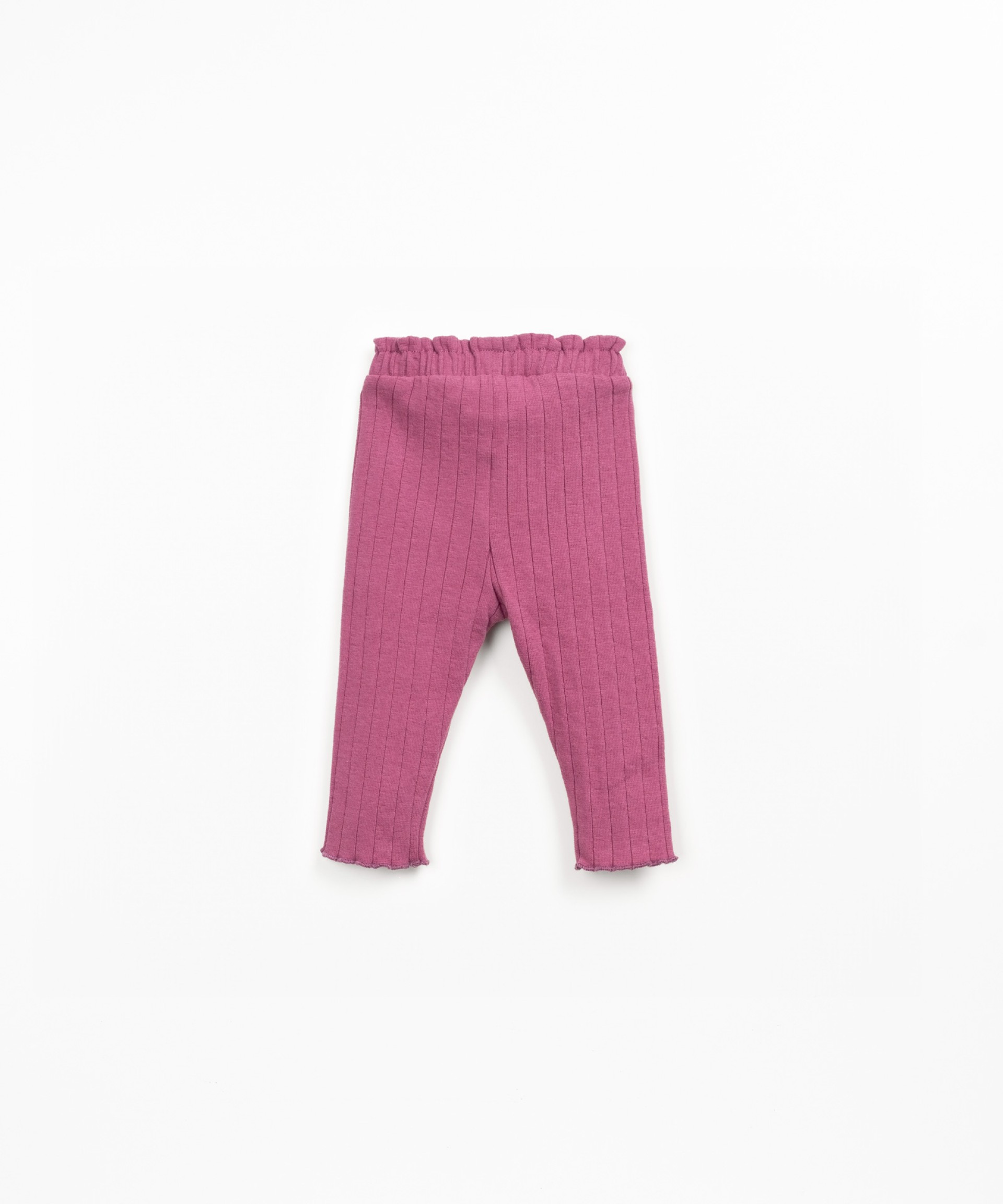 Ribbed knit leggings in recycled cotton and polyester