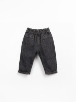 Cotton denim trousers with elastic waistband